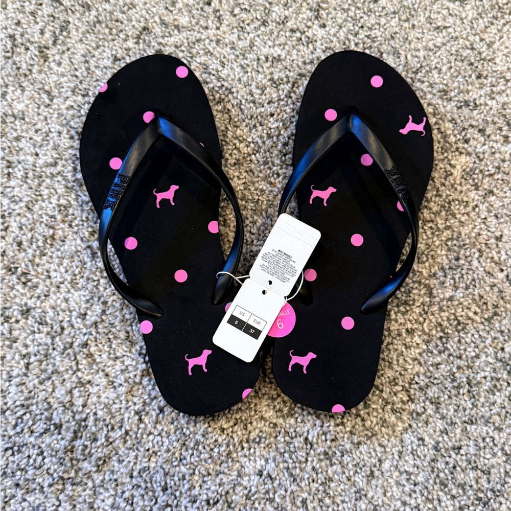 Victoria's Secret Black and Pink Sandals